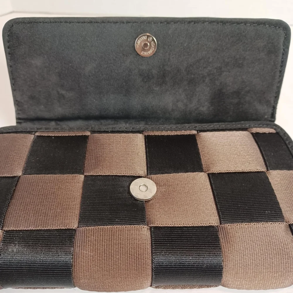 Seatbelt Style Wallet With Change Pouch &‎ Cardholder Black/Brown Women Clutch